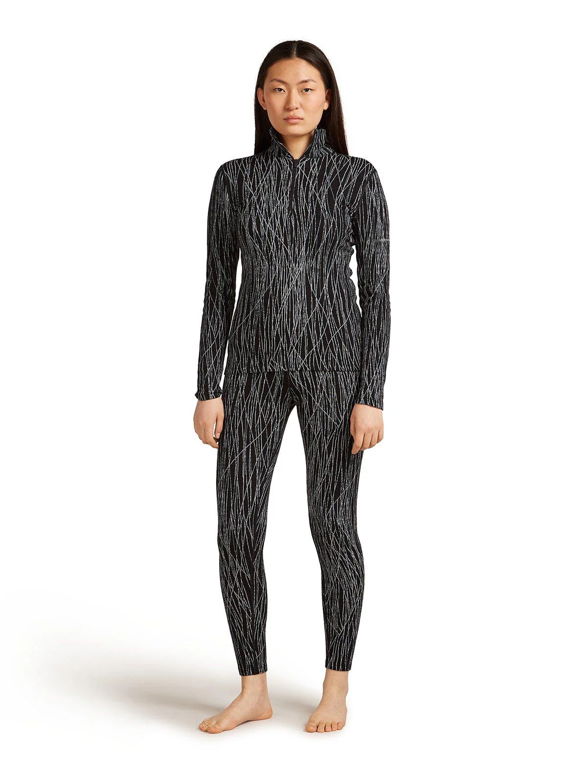 Women's Merino Vertex 260 Long-Sleeve 1/2 Zip Thermal Top - Delta Lines / Black - Image 7