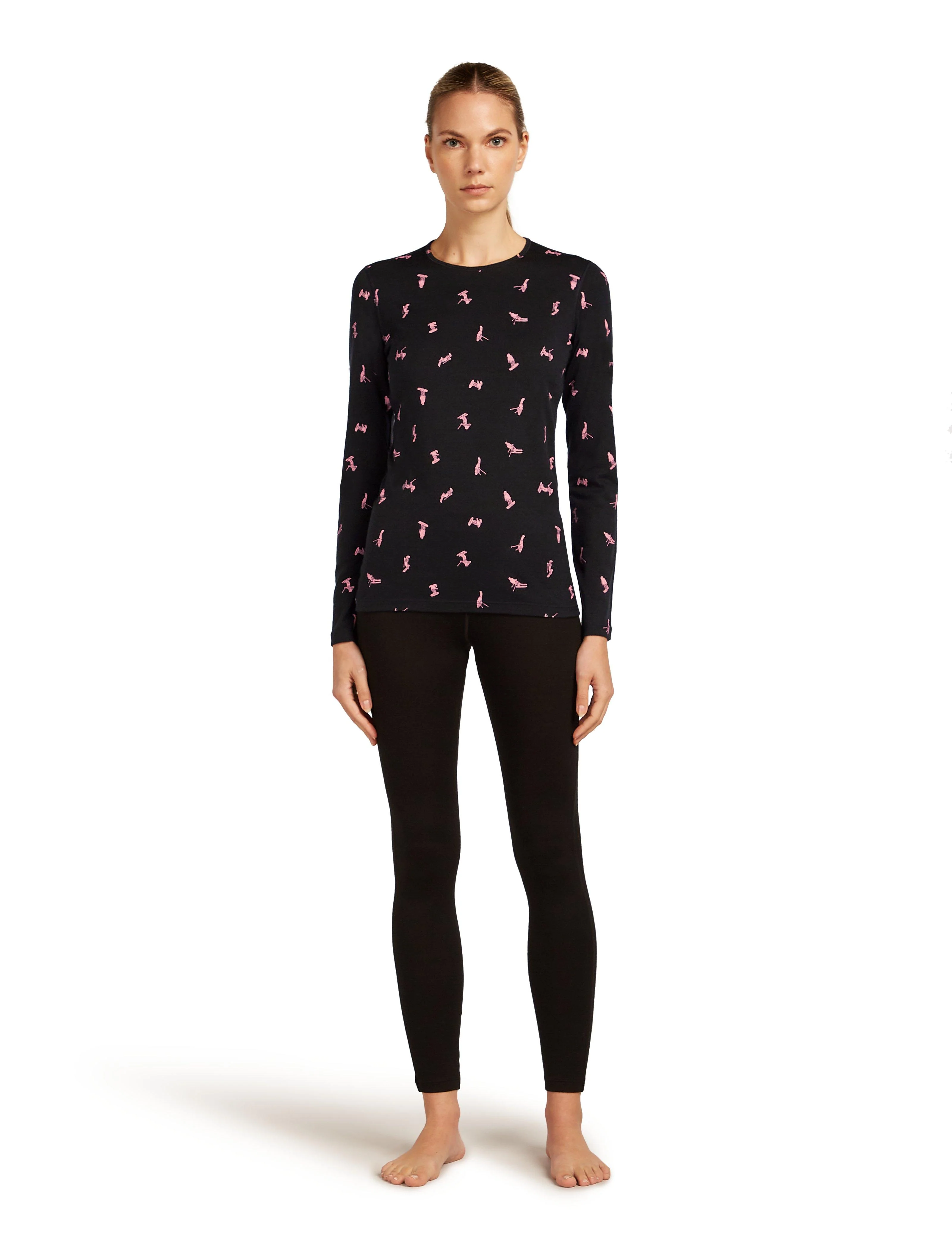 Women's 200 Oasis Long Sleeve Crewe Snow Day - Black - Image 4