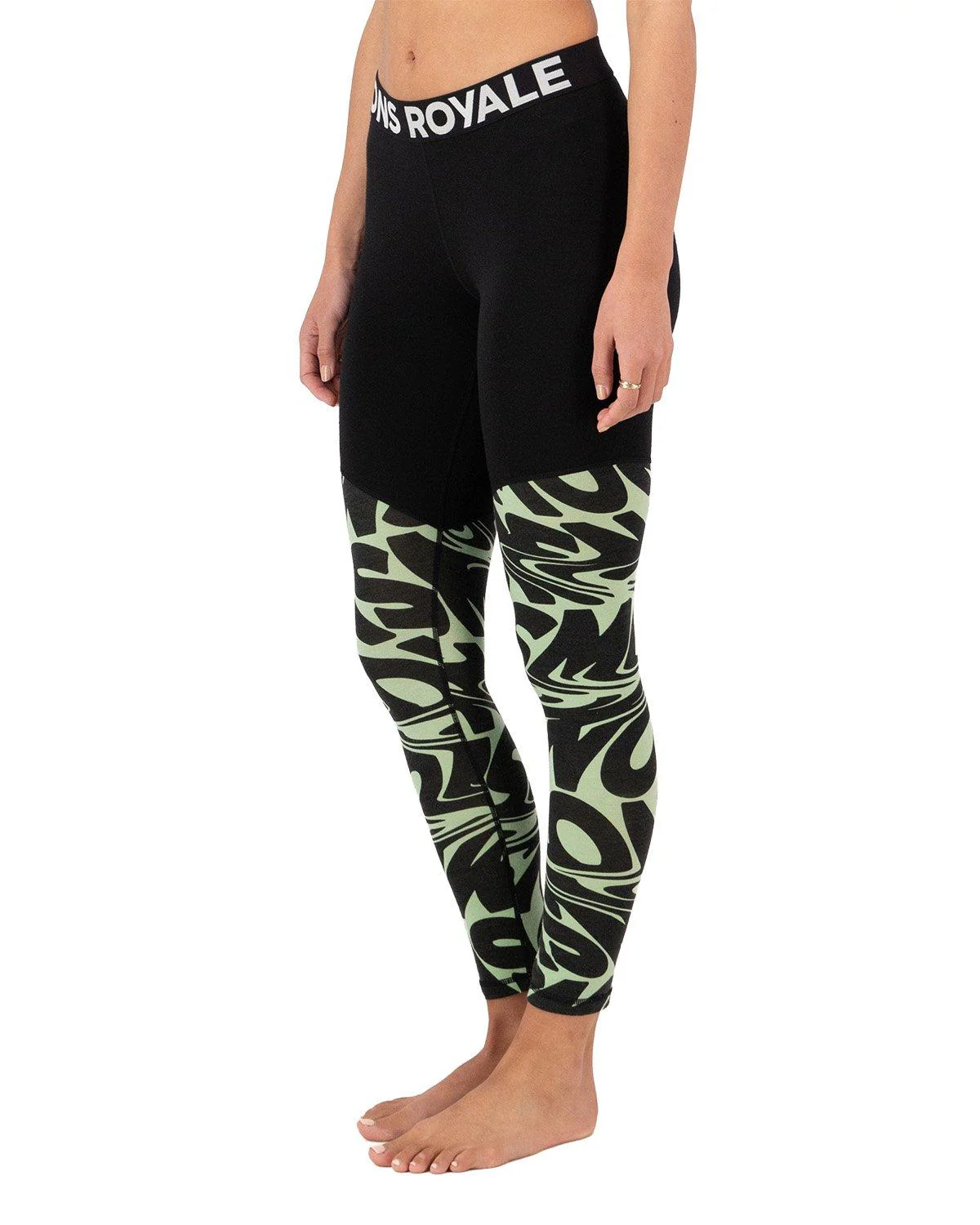 Women's Cascade 200 Leggings - Black / Green - Image 3