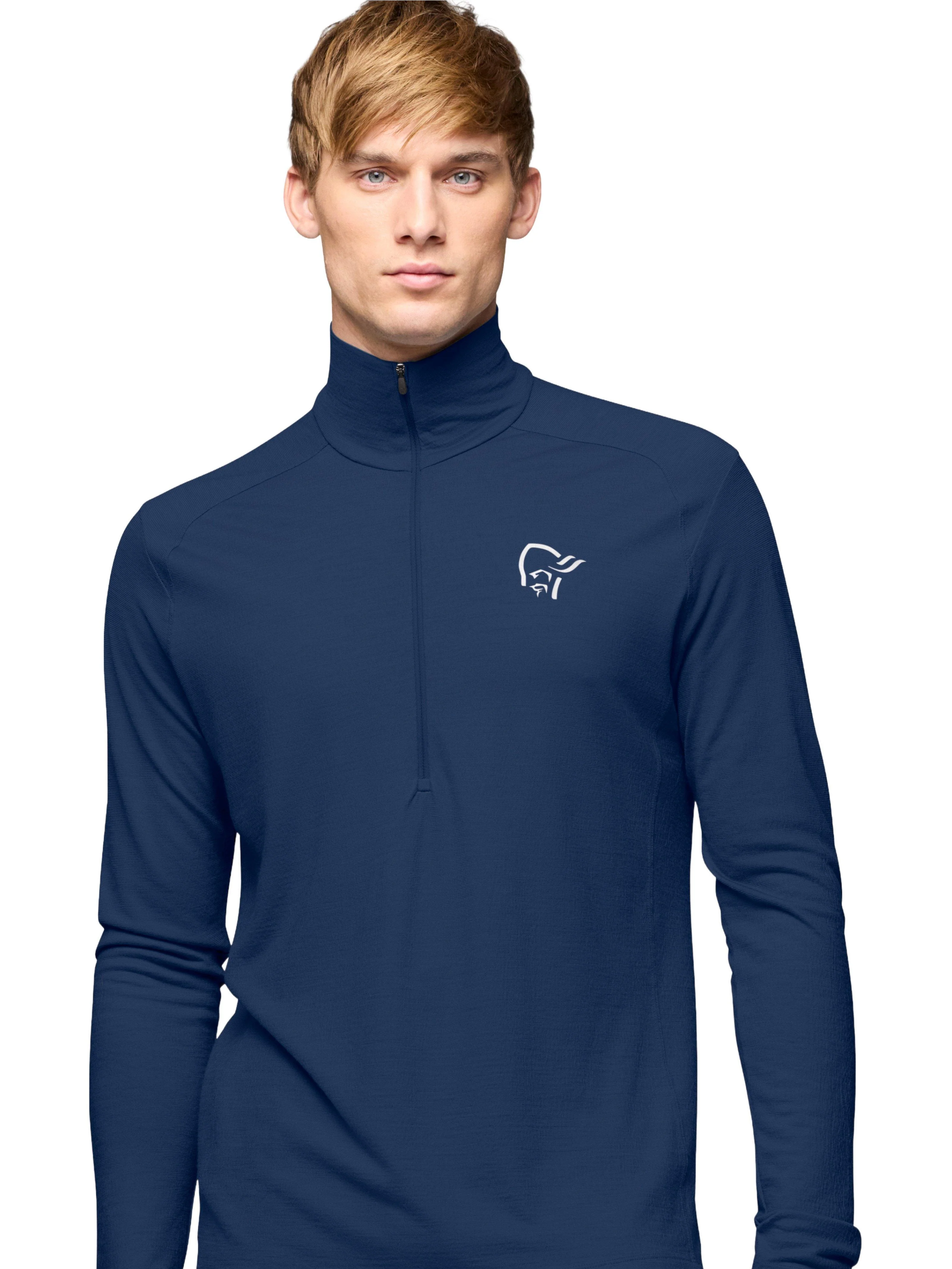 Men's Femund PureUll Zip Neck - Navy - Image 4